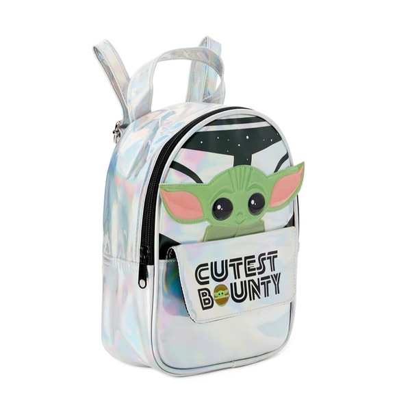baby yoda kids mini backpack Set - Bundle of 16" Mandalorian Backpack for Boys with Water Bottle, Stickers, More | Star Wars School Supplies Featuring an adorable design of The Child sipping soup Mandalorian Backpack 5 Piece Set